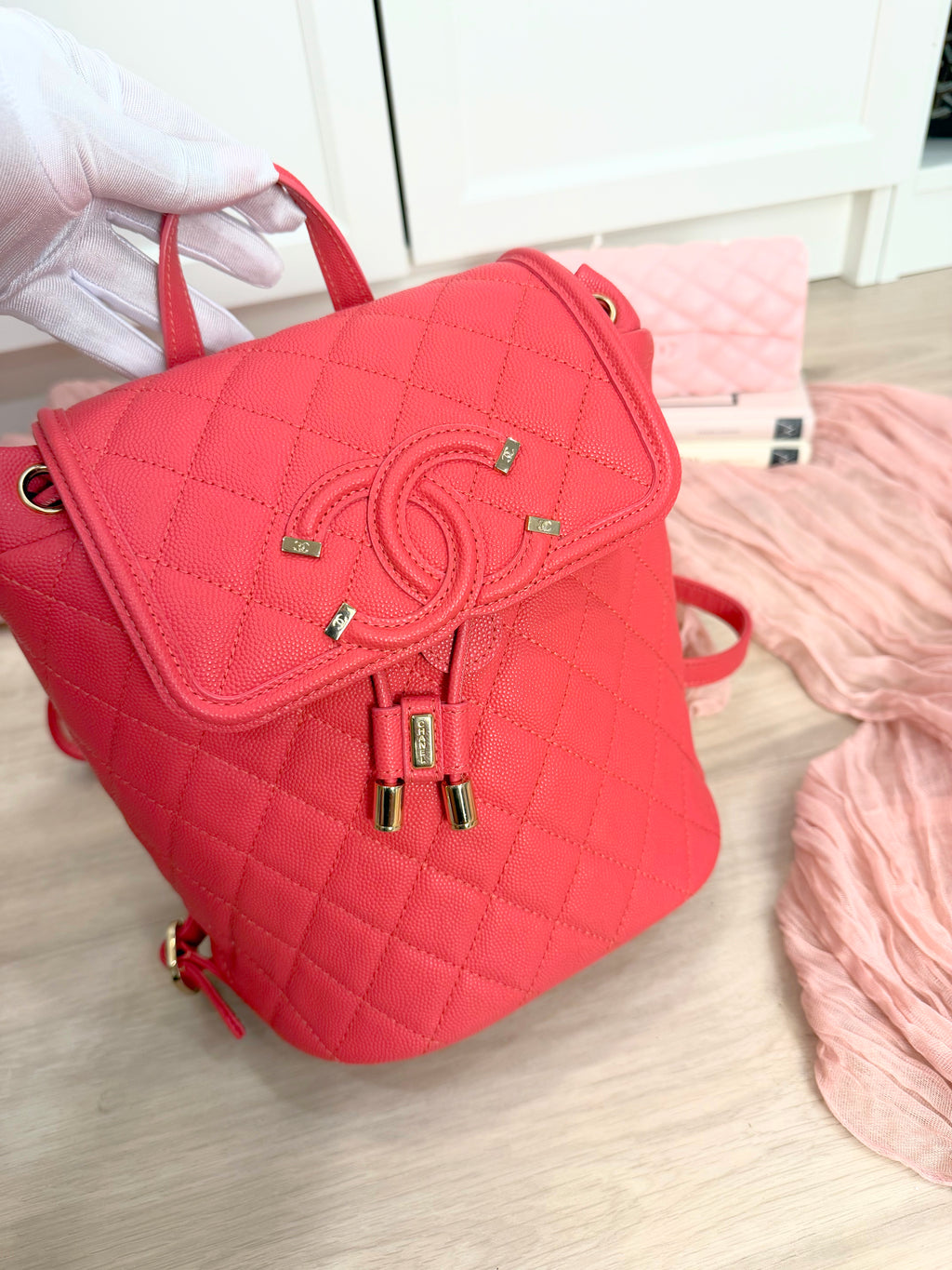 Chanel Filigree Coral Backpack