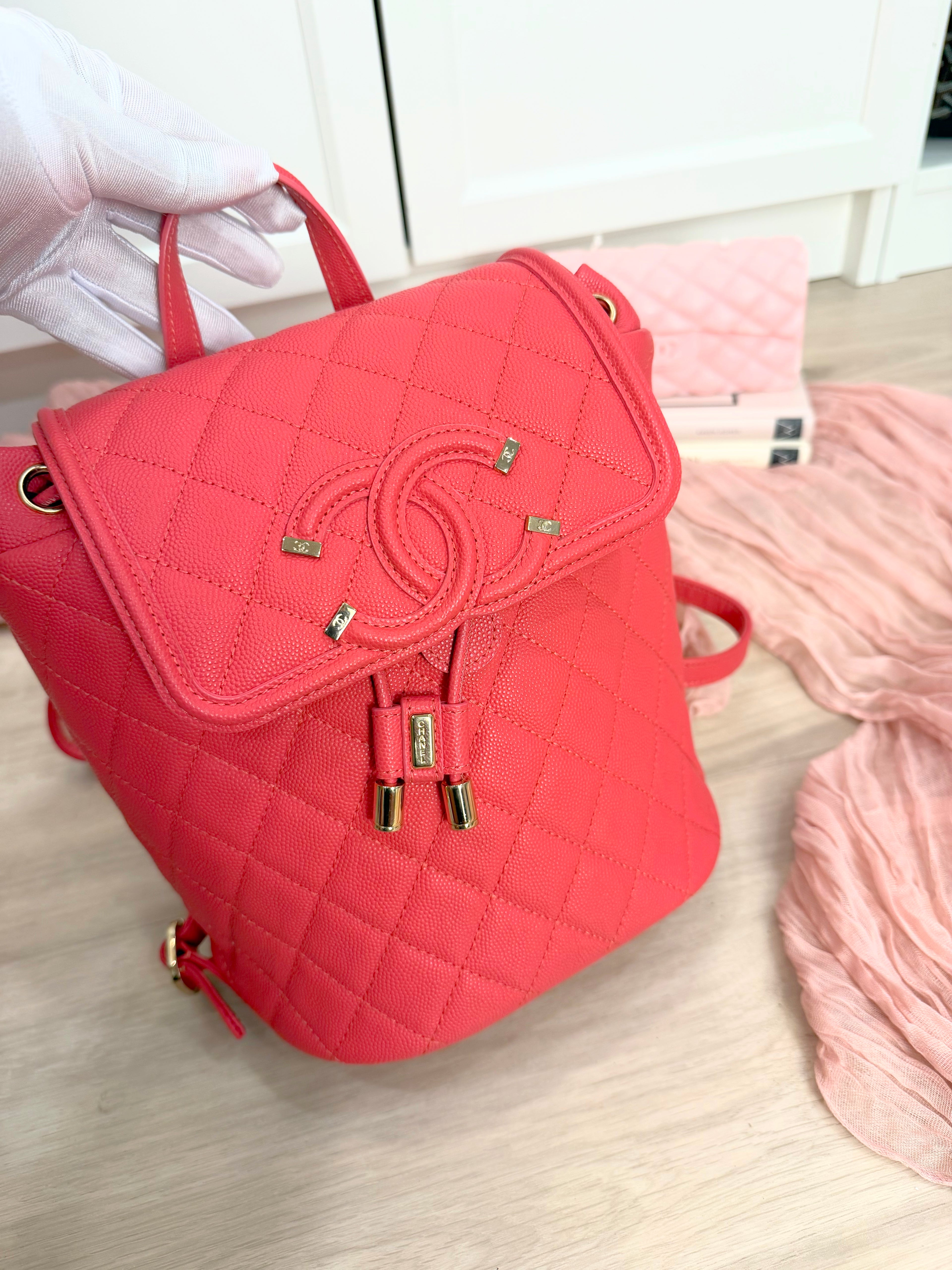 Chanel Filigree Coral Backpack