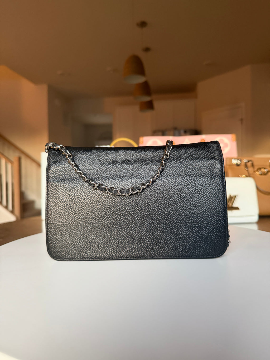 Chanel Caviar Wallet on Chain Black