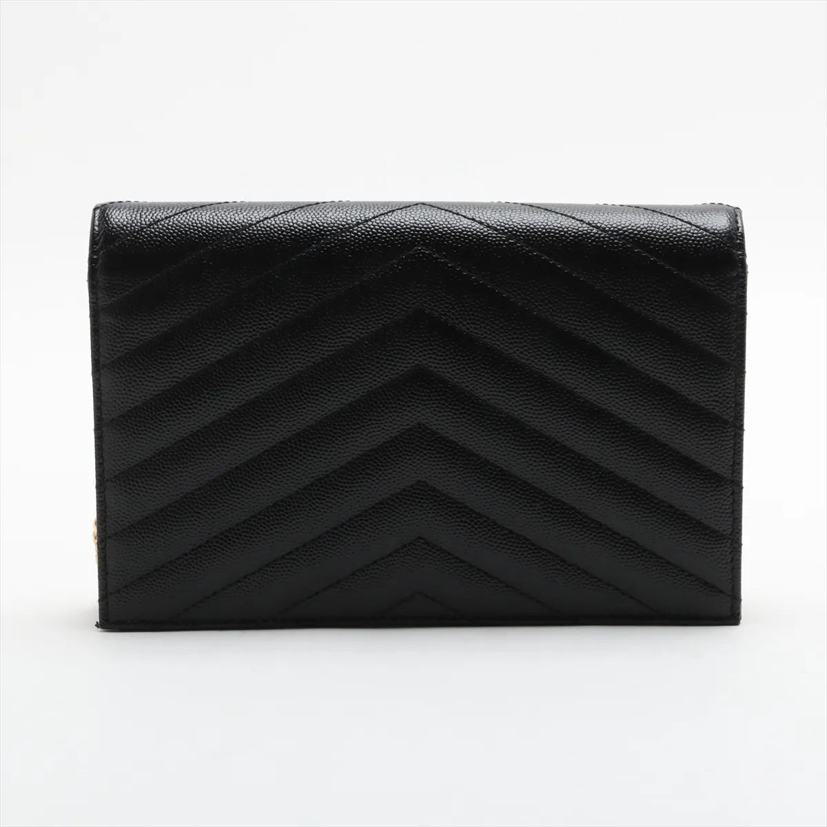Saint Laurent Paris Cassandra Leather Chain Wallet Black