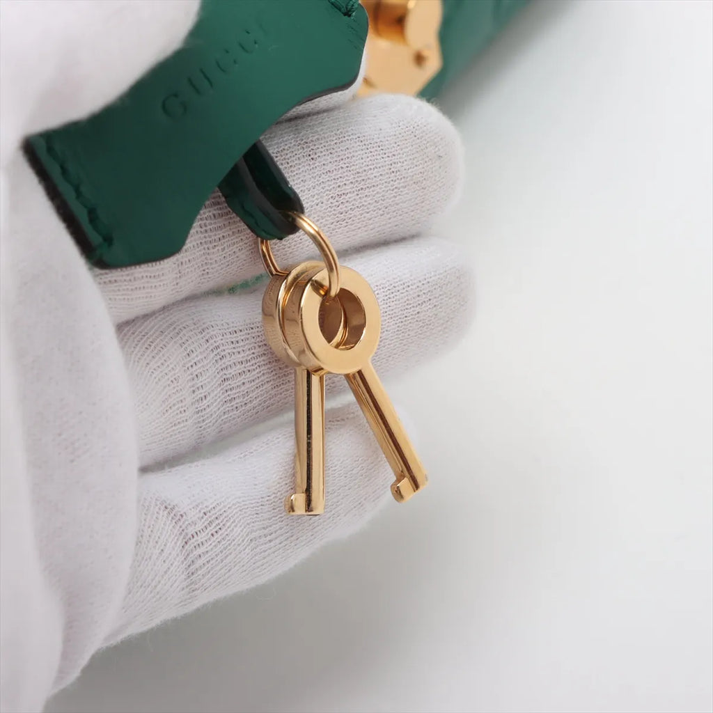 Gucci Guccissima Padlock Leather Chain Shoulder Bag Green
