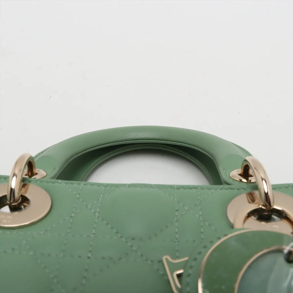 Christian Dior Cannage My Lady Dior Small 2 Way Handbag Green
