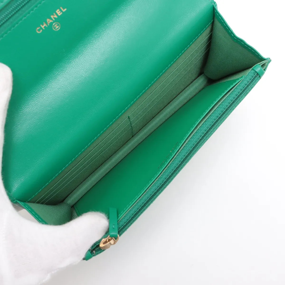 Chanel CHANEL 19 Lambskin Chain Wallet Green