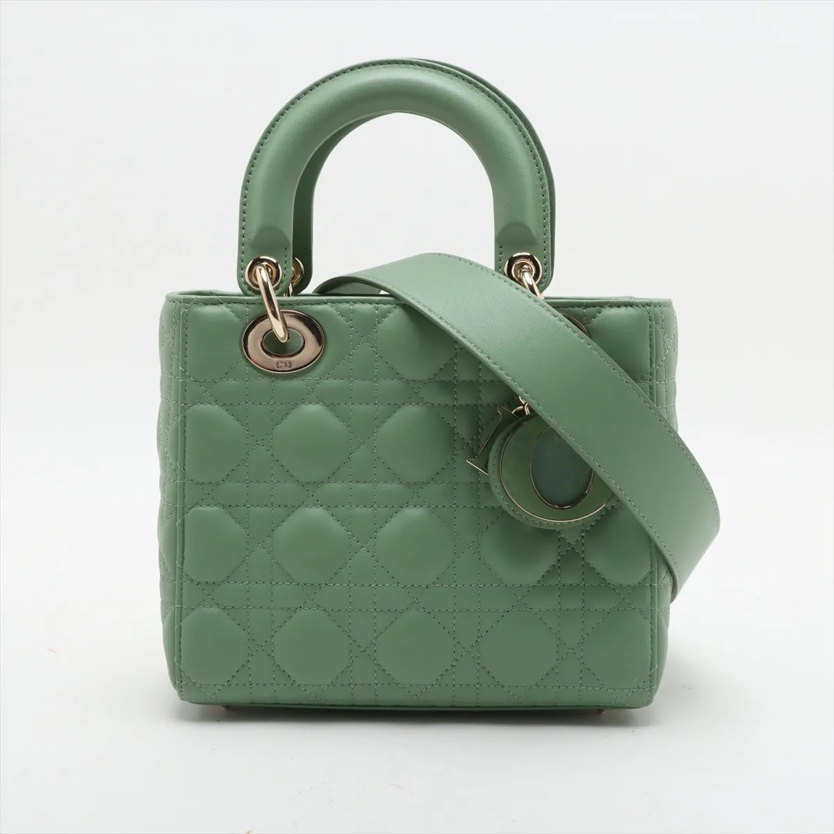 Christian Dior Cannage My Lady Dior Small 2 Way Handbag Green