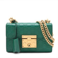 Gucci Guccissima Padlock Leather Chain Shoulder Bag Green