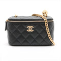 Chanel Matelasse Lambskin Chain Shoulder Bag Vanity Black