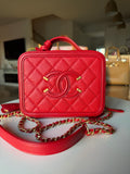 Chanel Red Top Handle Caviar Vanity