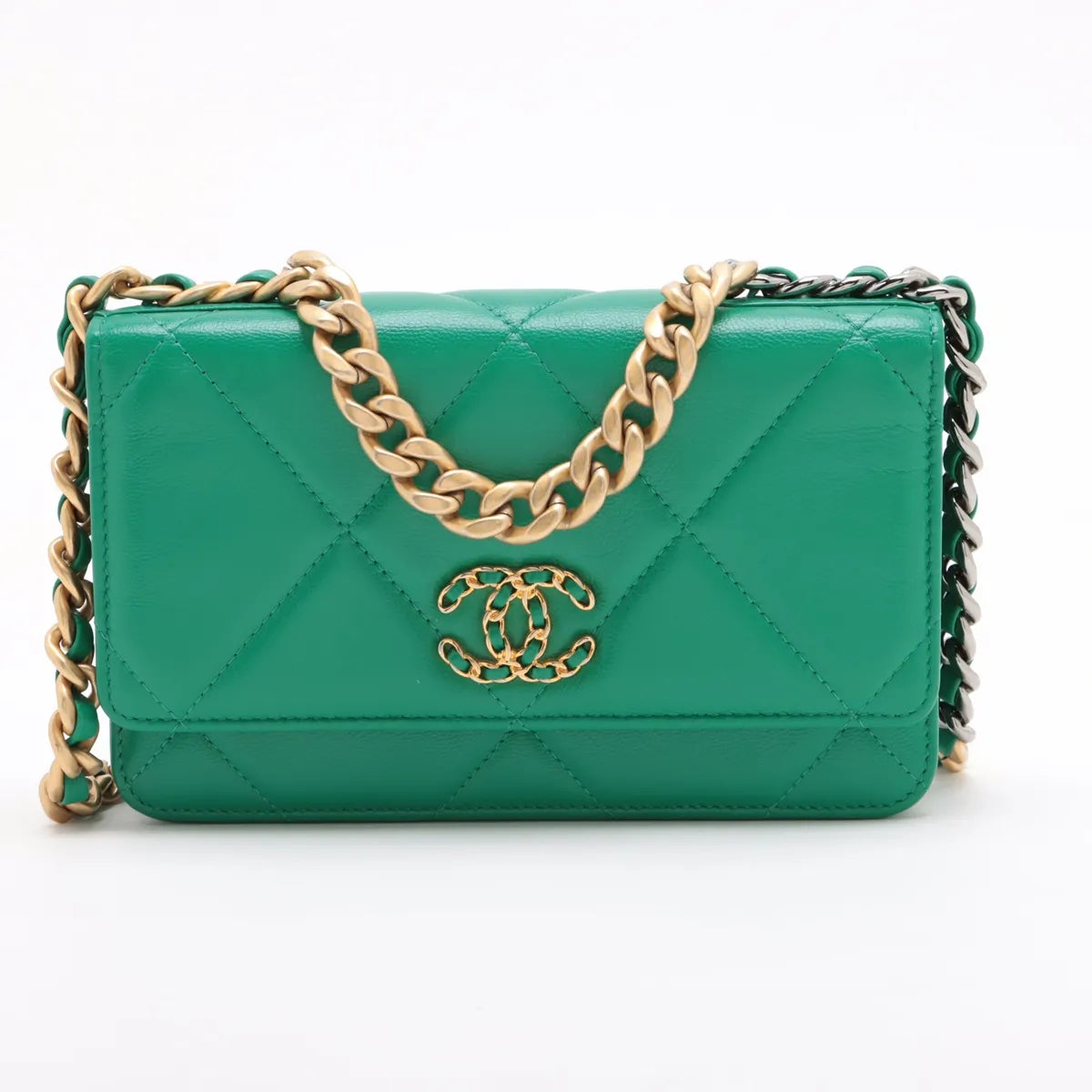 Chanel CHANEL 19 Lambskin Chain Wallet Green