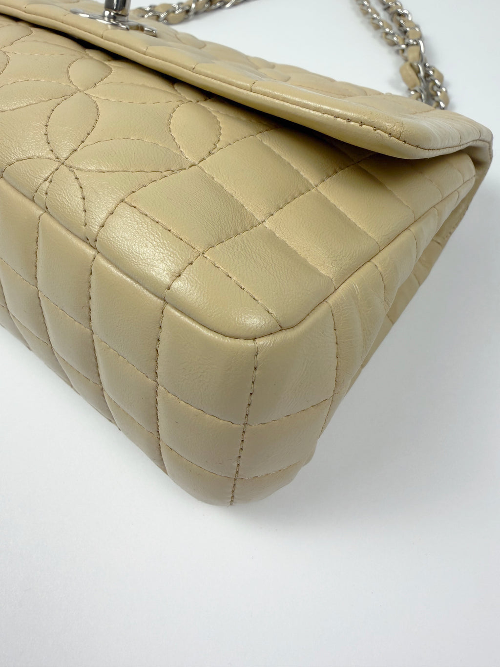 CC Logo Quilted Camellia Leather Beige