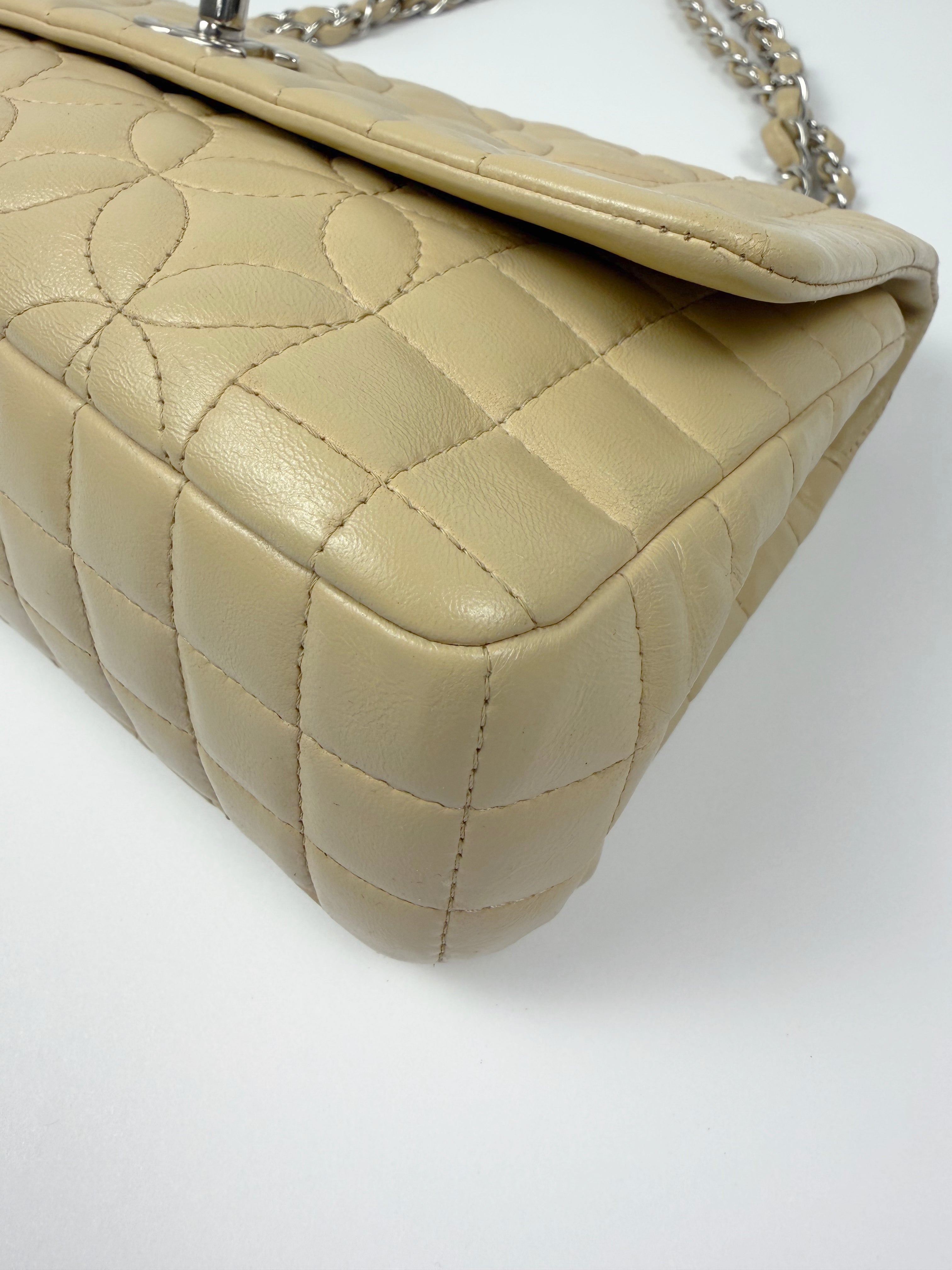 CC Logo Quilted Camellia Leather Beige