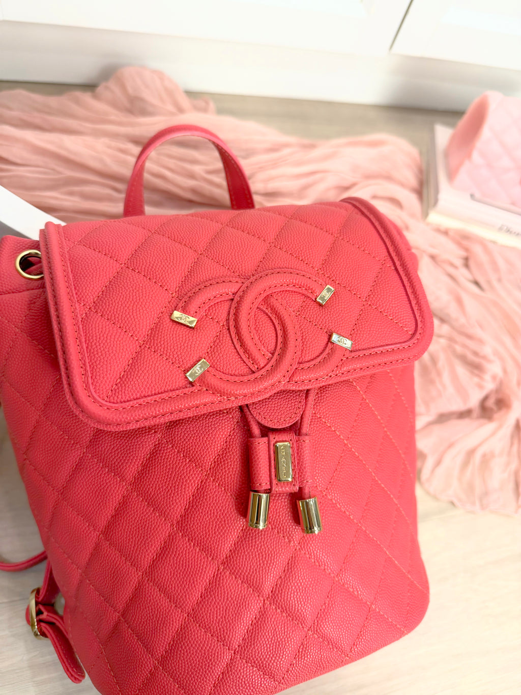 Chanel Filigree Coral Backpack