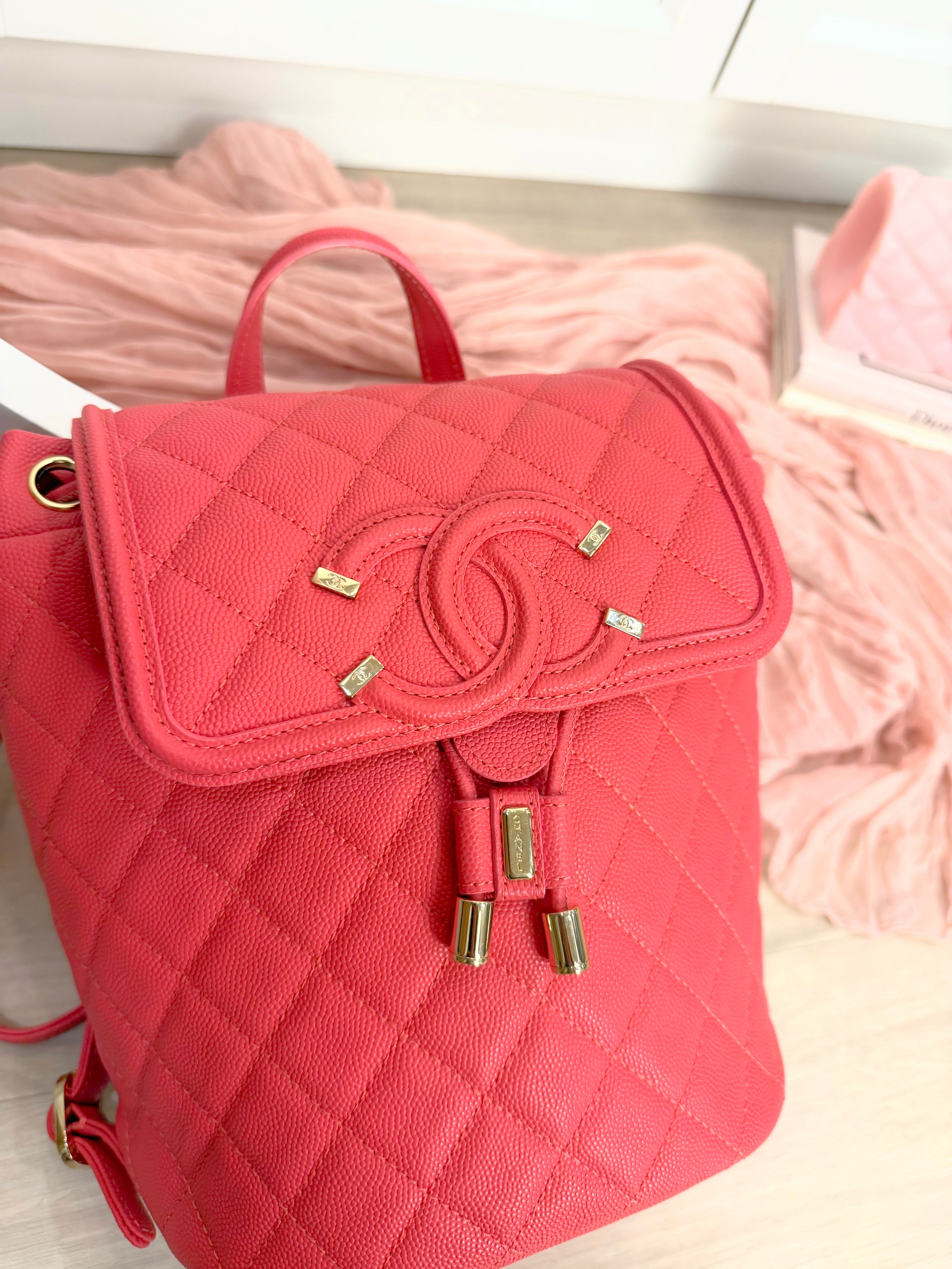 Chanel Filigree Coral Backpack