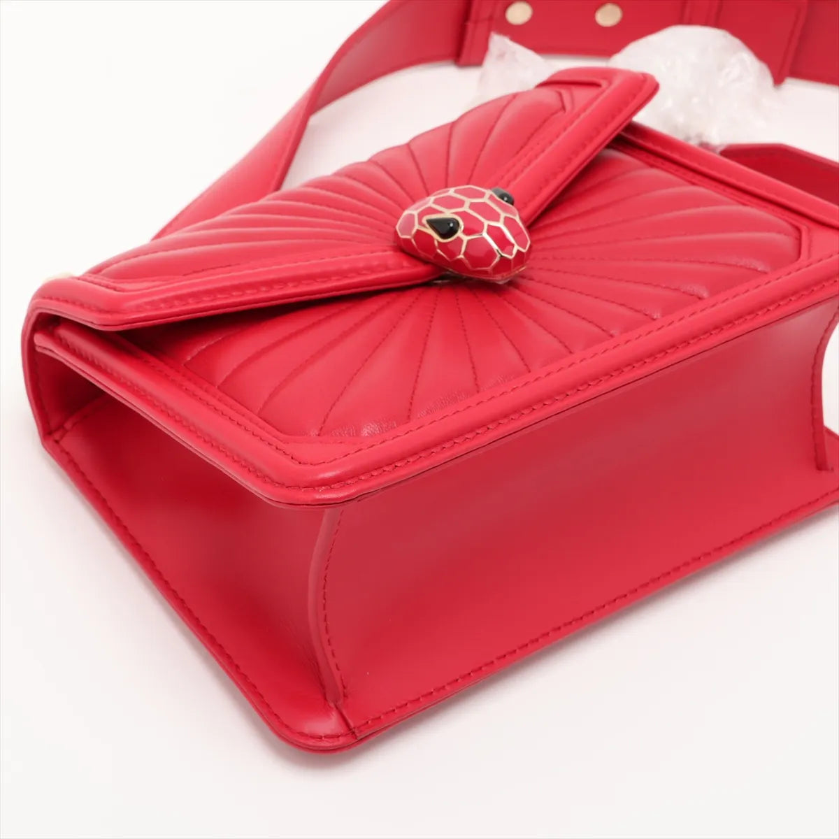 Bvlgari Diamond Blasting Top Handle / Crossbody Red