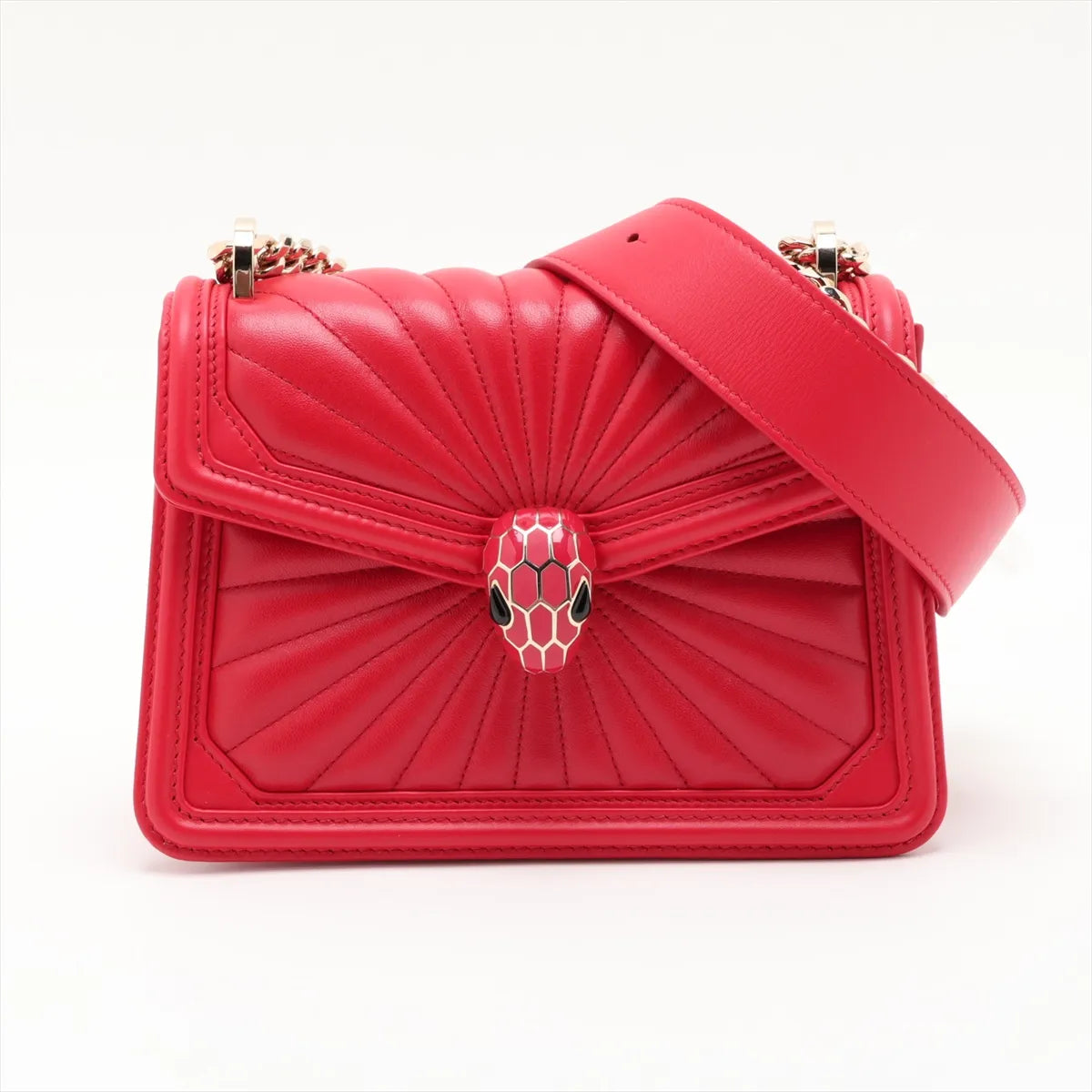Bvlgari Diamond Blasting Top Handle / Crossbody Red