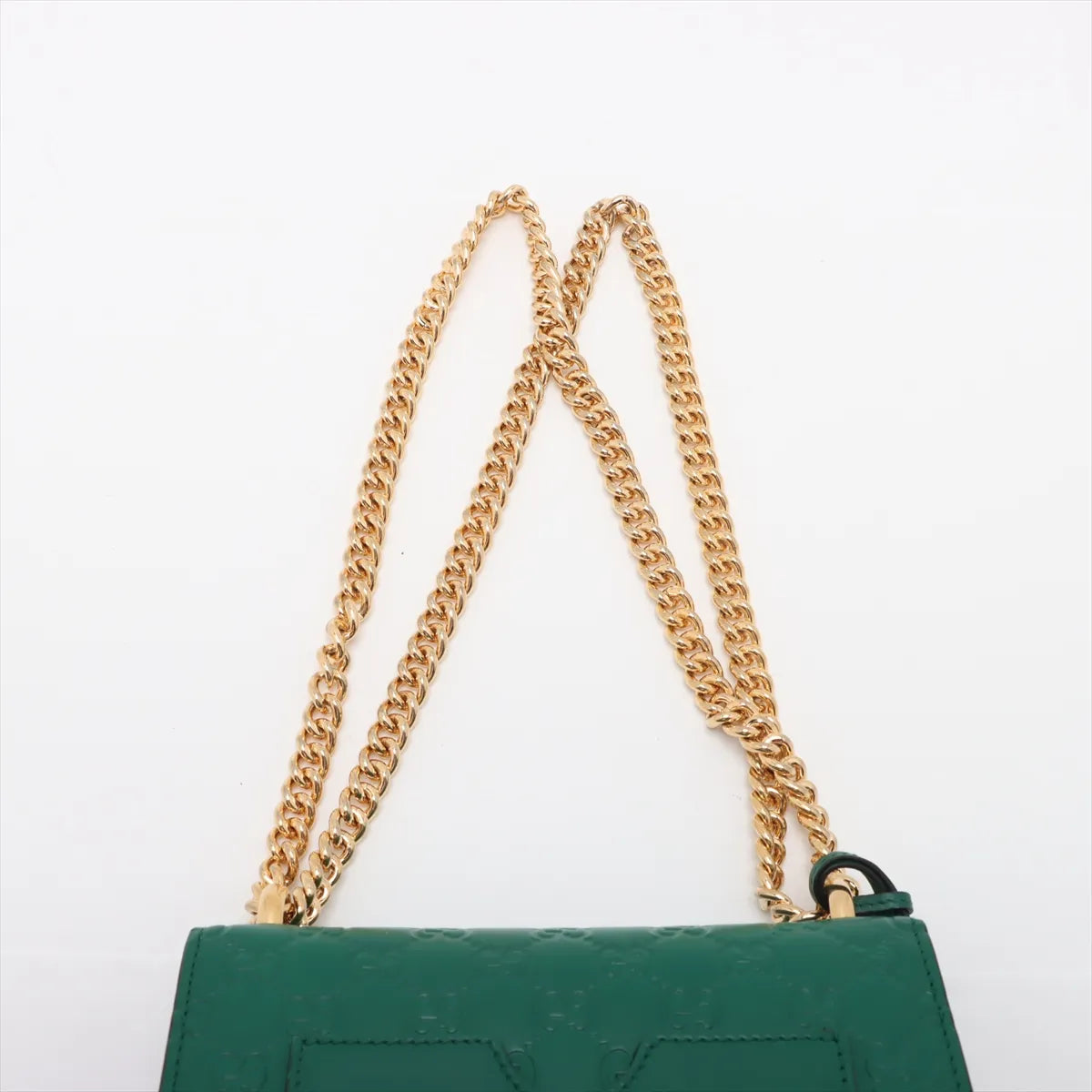 Gucci Guccissima Padlock Leather Chain Shoulder Bag Green