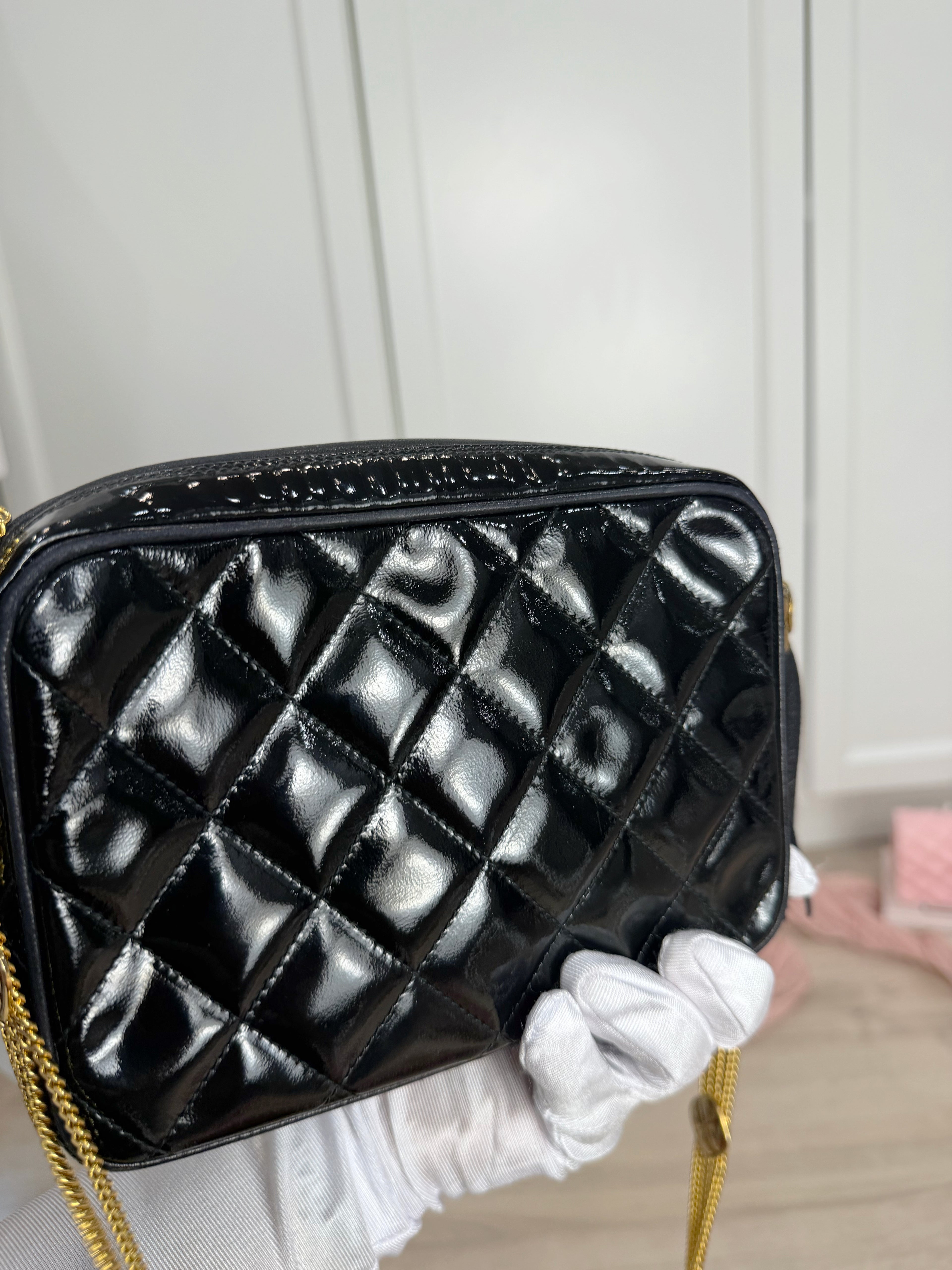 Chanel Patent Chain Detail Camera Bag