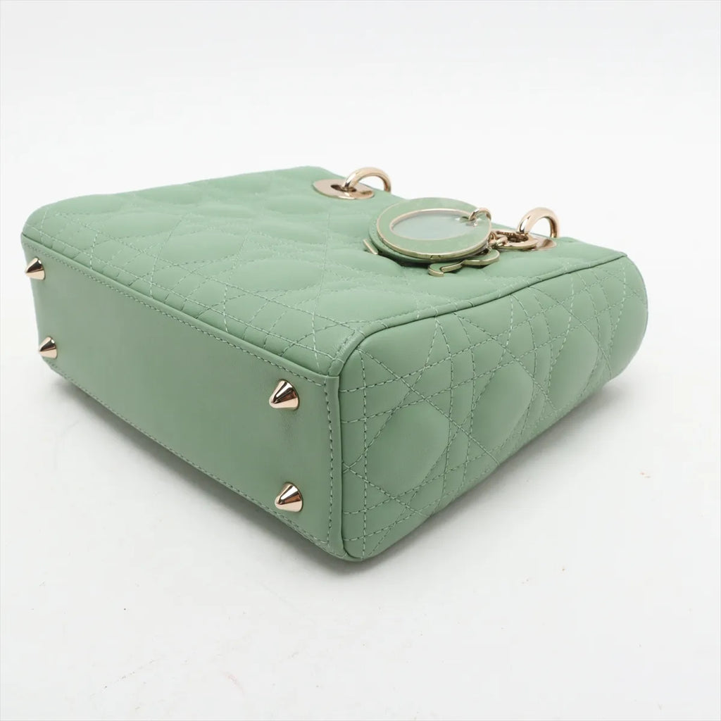 Christian Dior Cannage My Lady Dior Small 2 Way Handbag Green