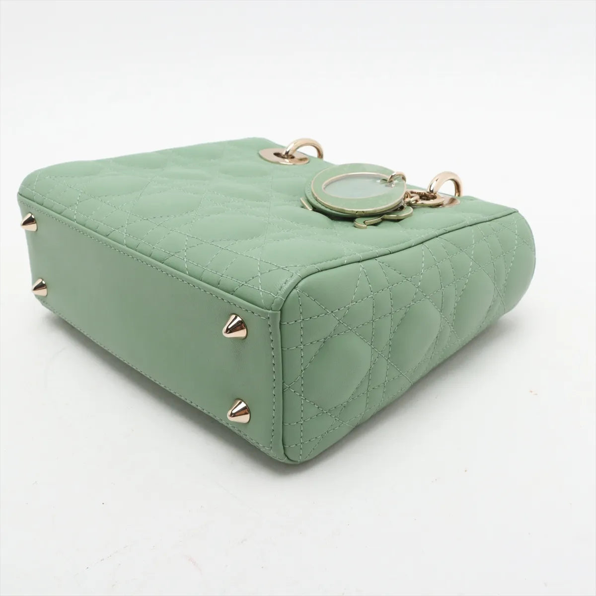 Christian Dior Cannage My Lady Dior Small 2 Way Handbag Green