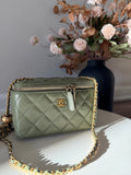 Chanel Lambskin Pearl Crush Vanity Olive