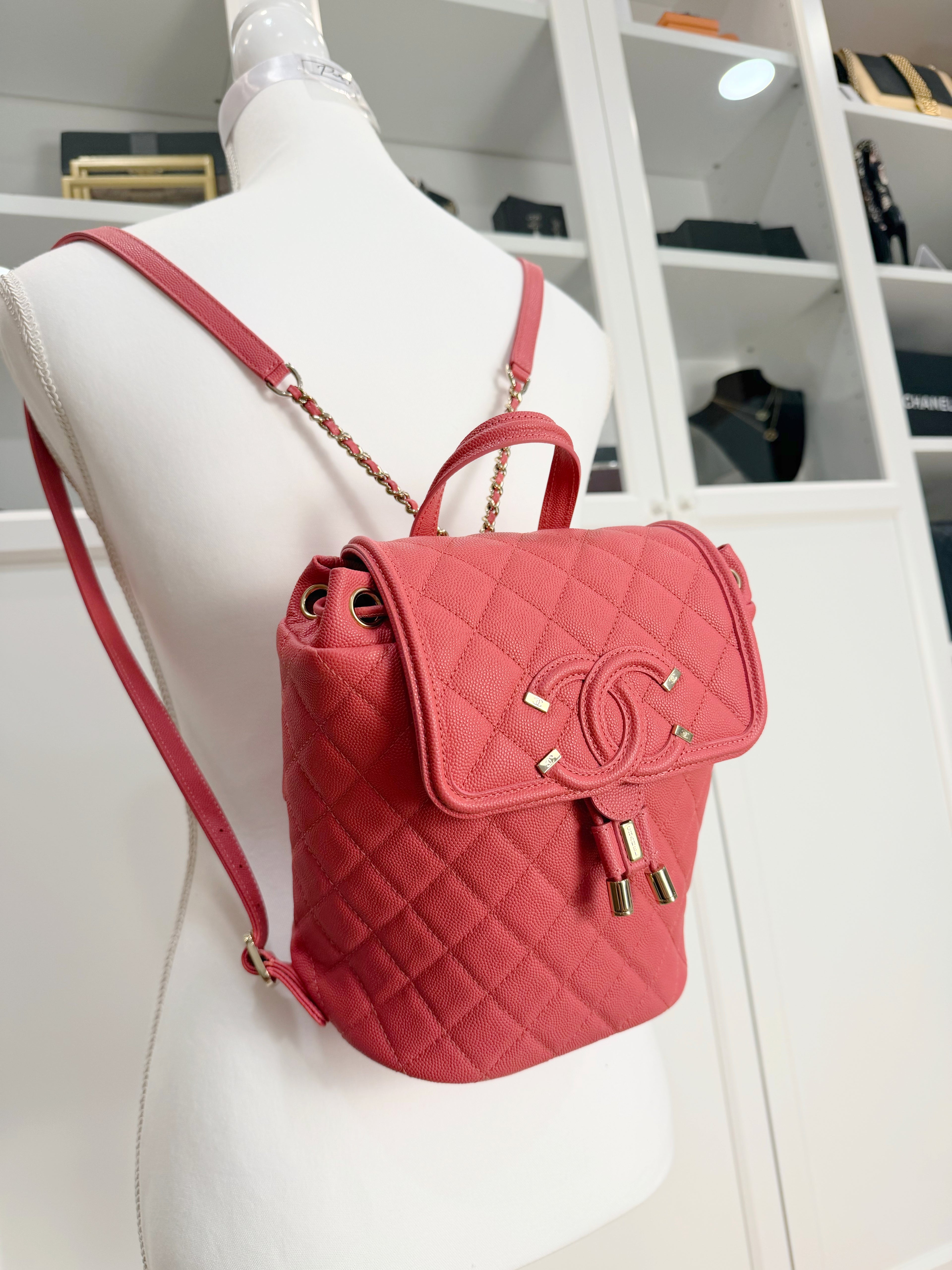 Chanel Filigree Coral Backpack