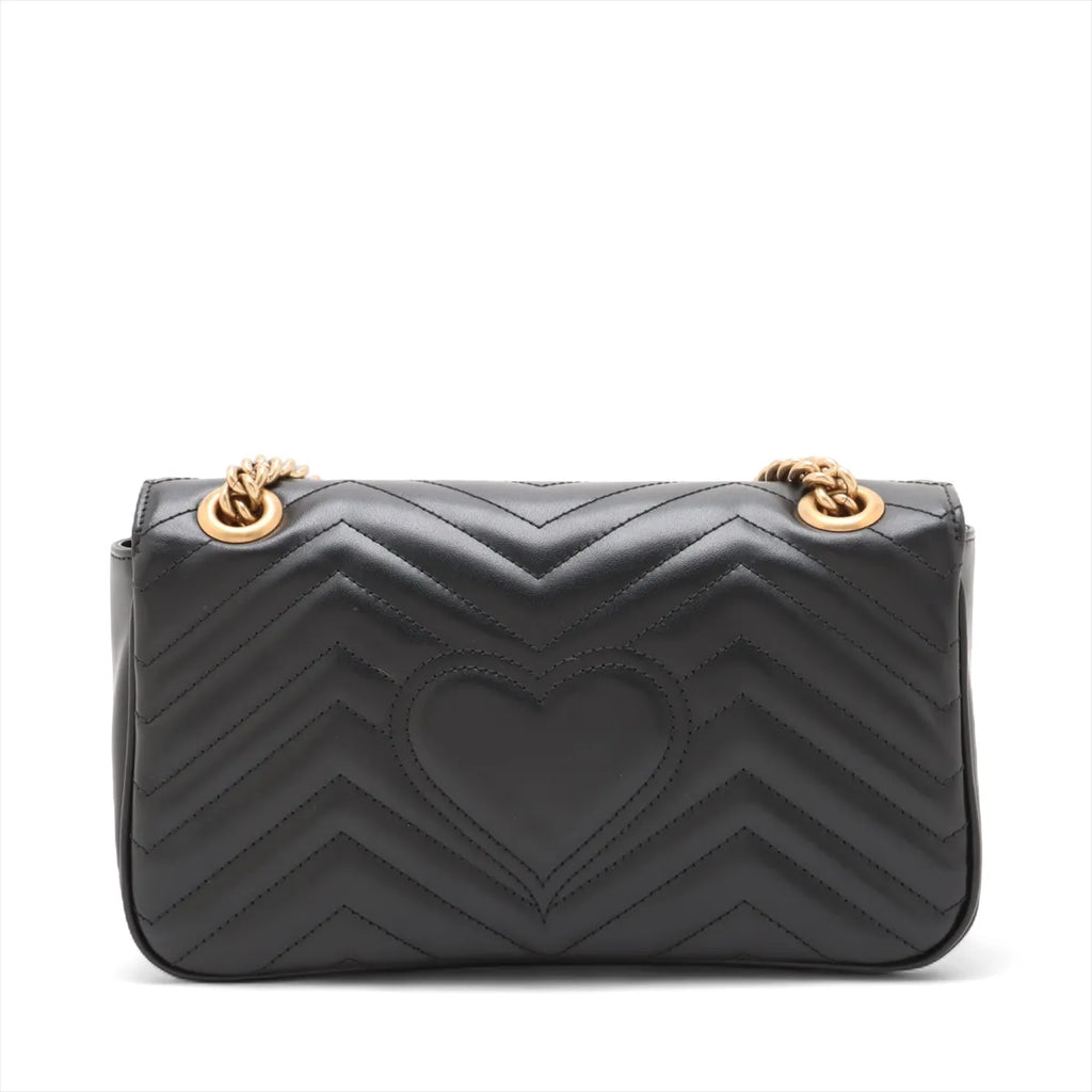 Gucci GG Marmont Leather Chain Shoulder Bag Black