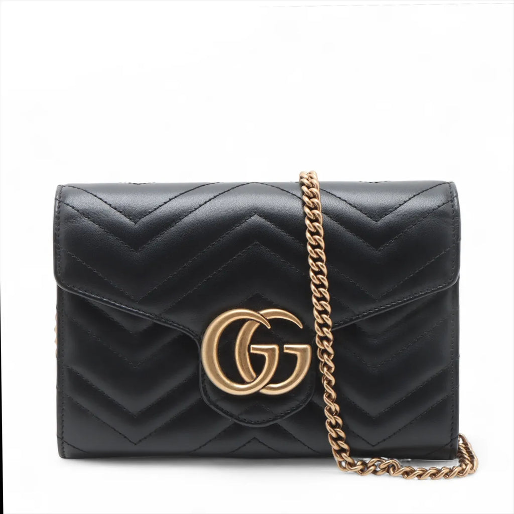 Gucci GG Marmont Leather Chain Wallet Black