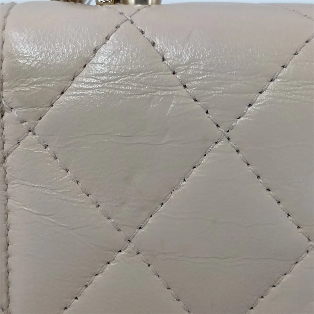 Chanel Matelasse Lambskin Top Handle Beige