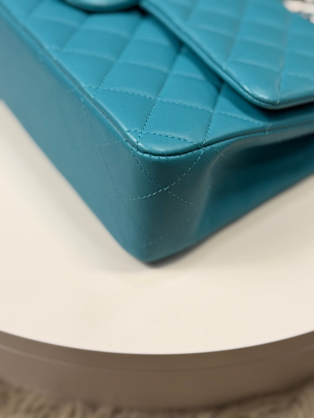 Chanel Double Flap Lambskin Blue Silver Hardware