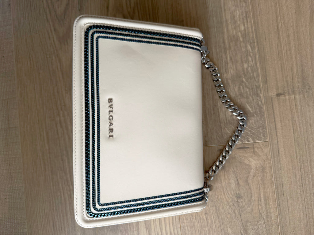 Bvlgari White With Blue Chain Around Serpenti