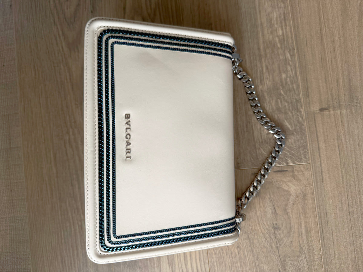Bvlgari White With Blue Chain Around Serpenti