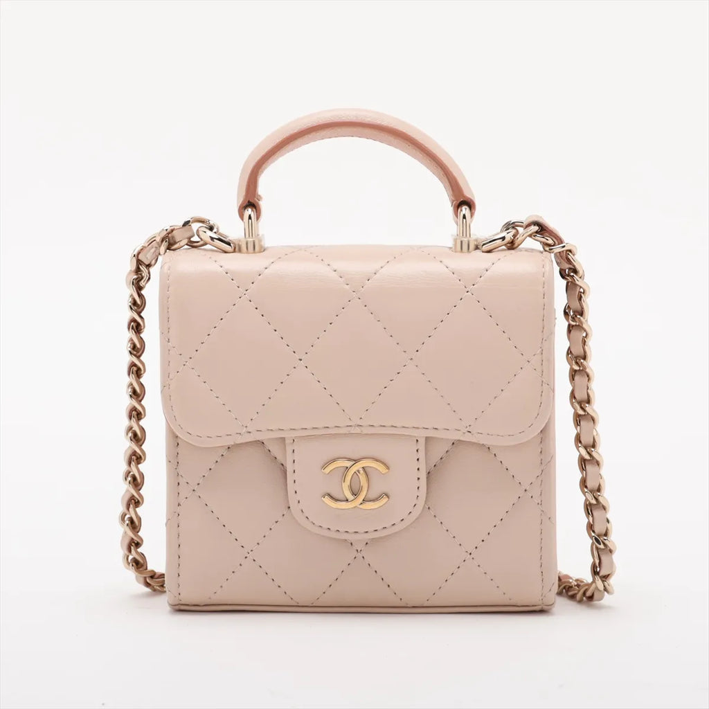 Chanel Matelasse Lambskin Top Handle Beige