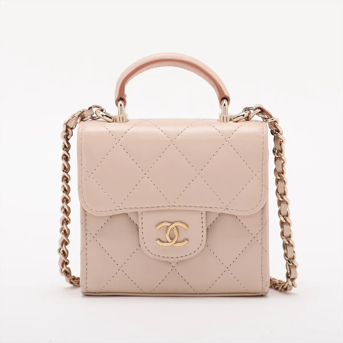 Chanel Matelasse Lambskin Top Handle Beige