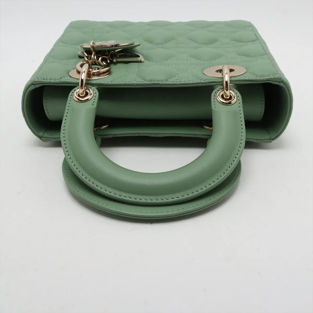 Christian Dior Cannage My Lady Dior Small 2 Way Handbag Green