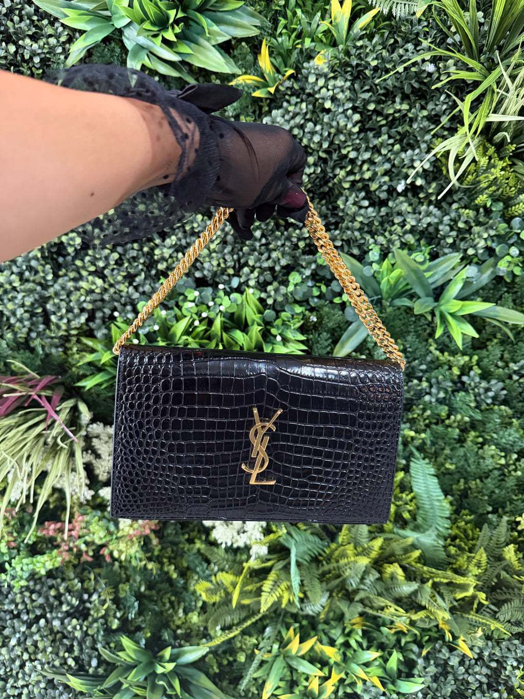 YSL Embossed Black Crossbody