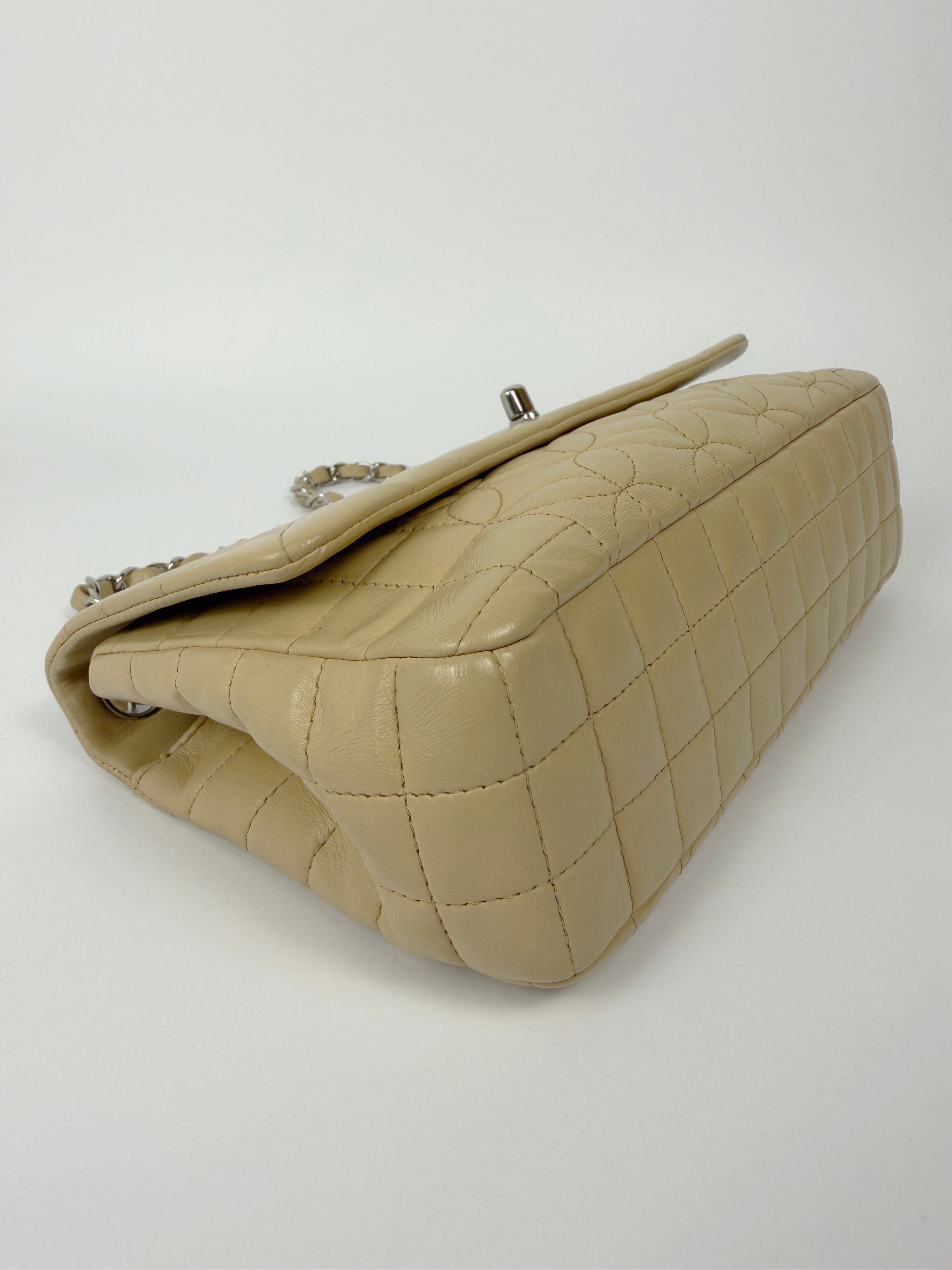 CC Logo Quilted Camellia Leather Beige