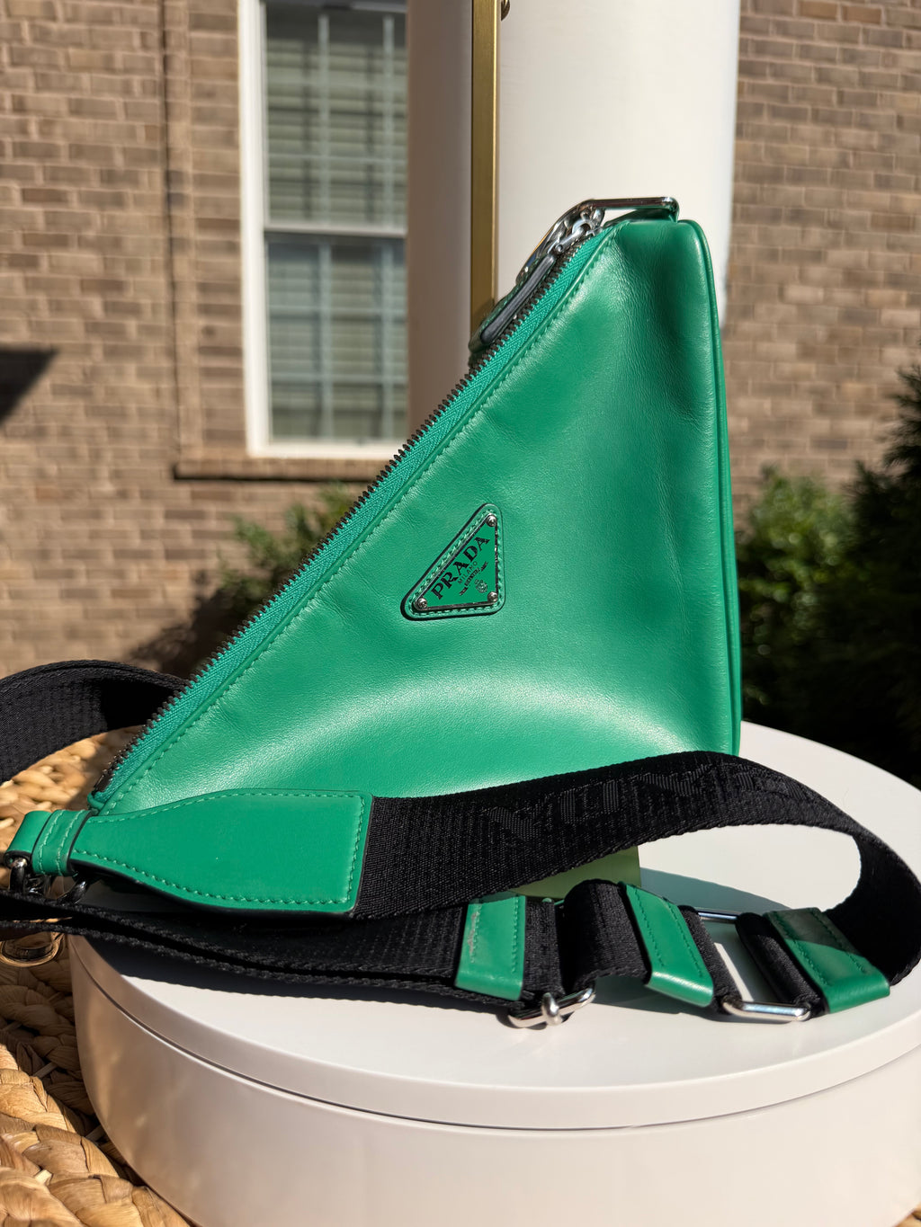 Prada Green Triangle Crossbody