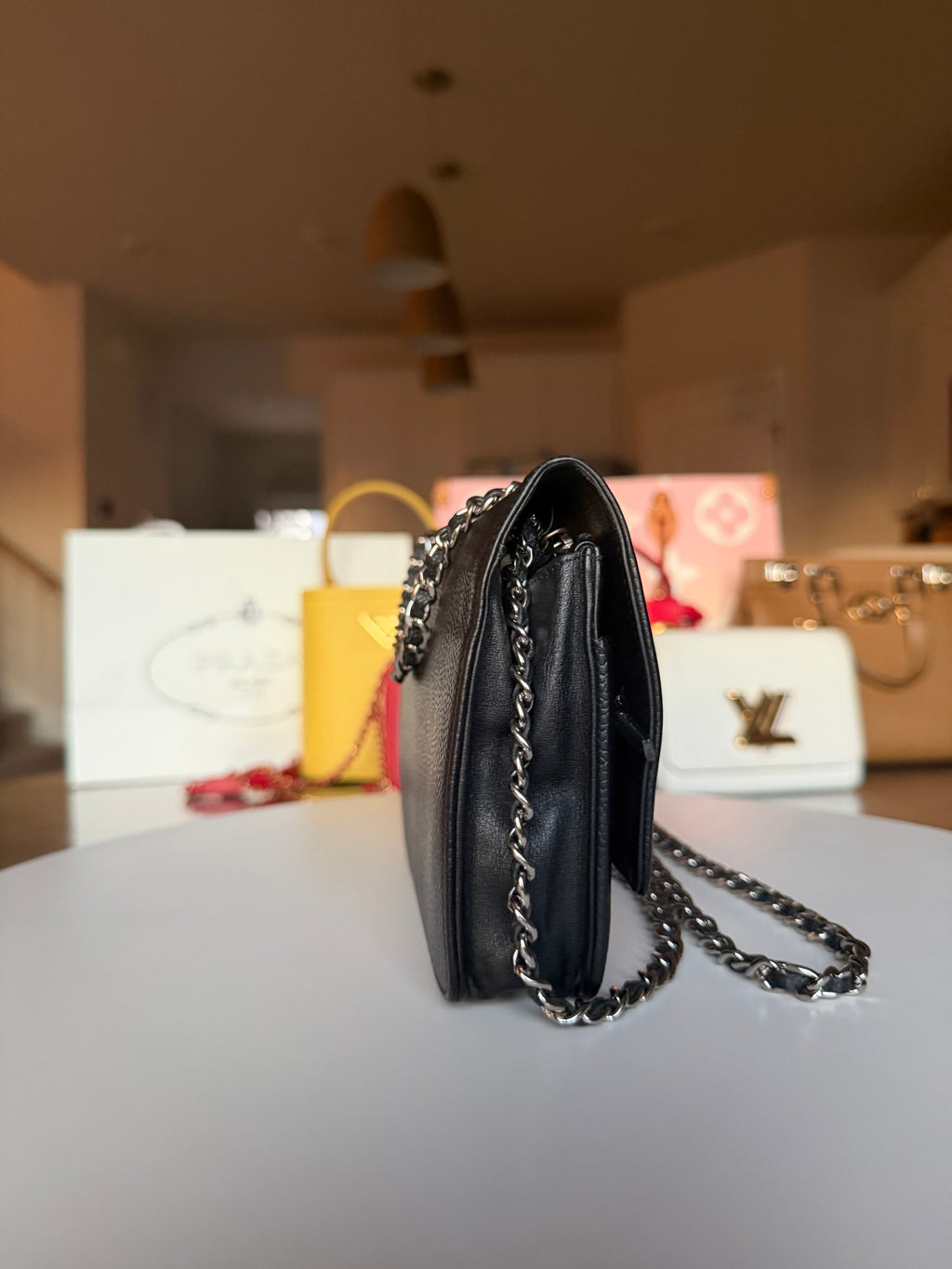 Chanel Caviar Wallet on Chain Black