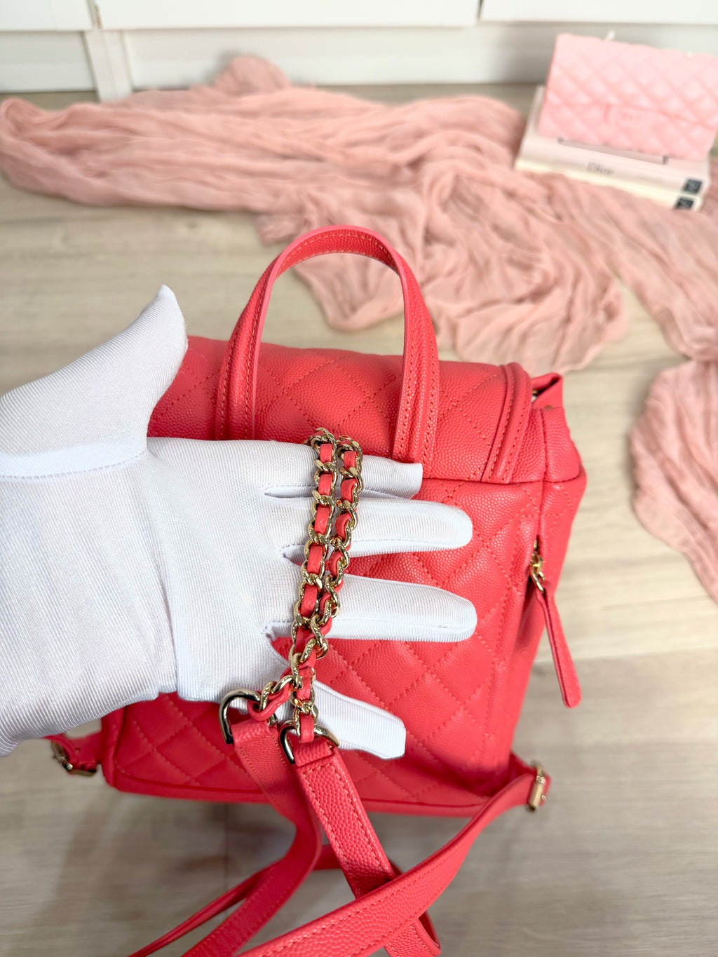 Chanel Filigree Coral Backpack