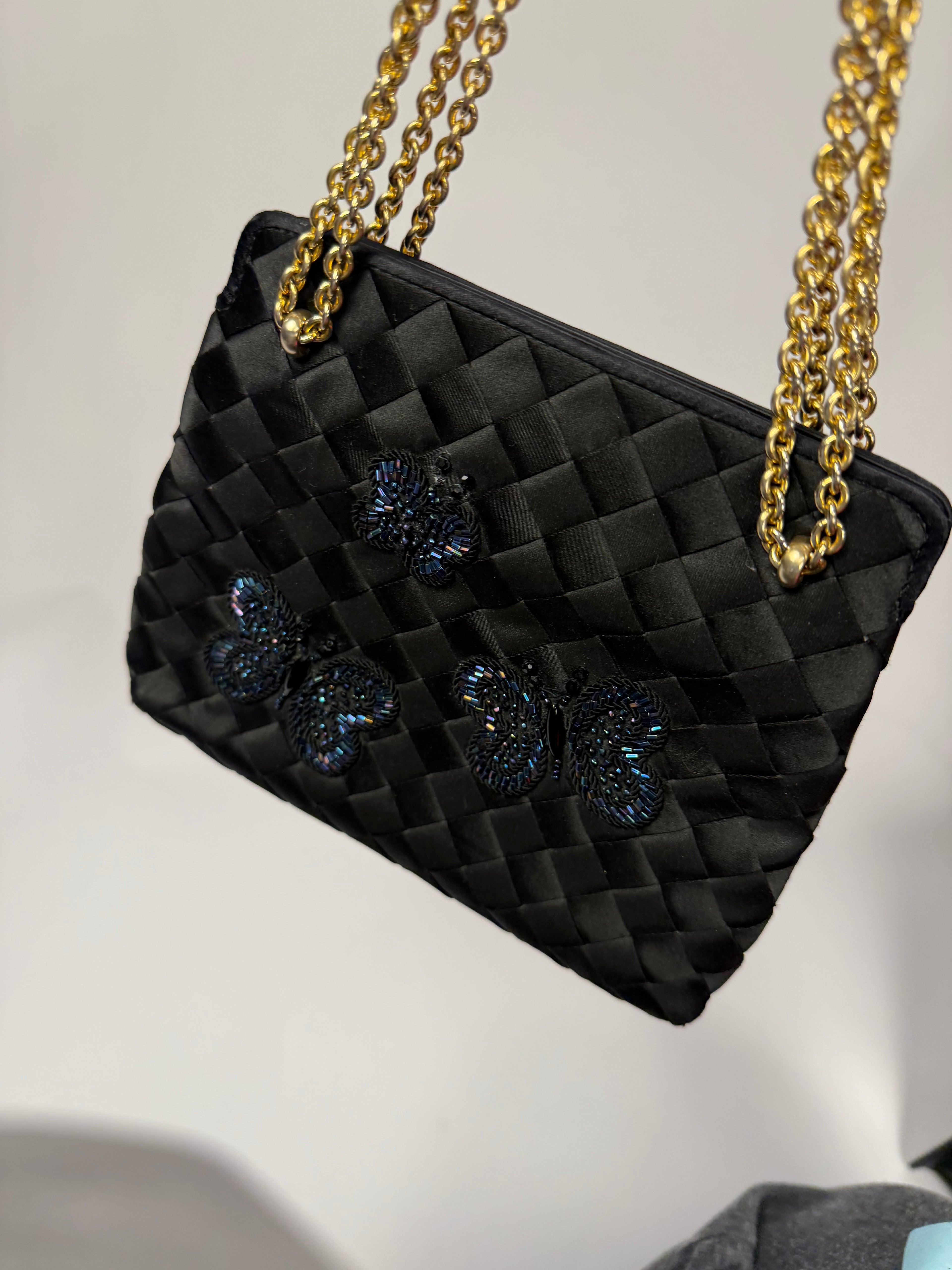 Bottega Two Way Black Handbag