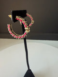 Chanel Pink Black Hoops