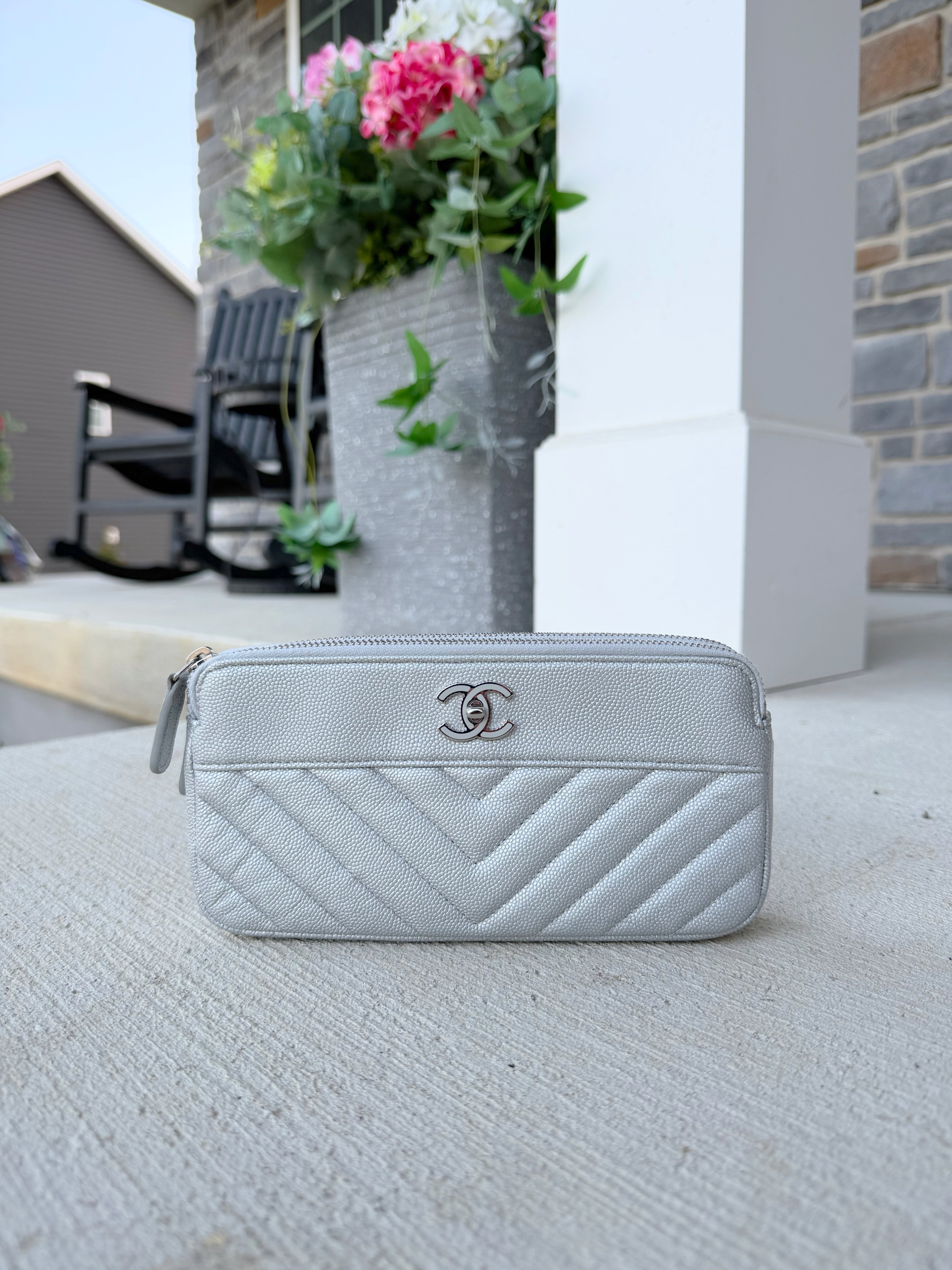 Chanel Caviar WOC Silver
