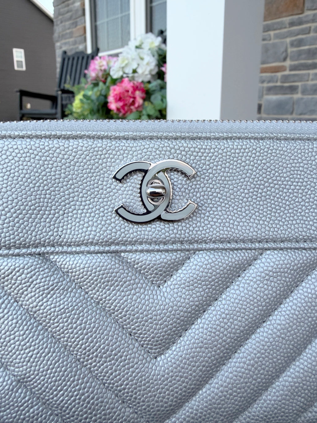 Chanel Caviar WOC Silver