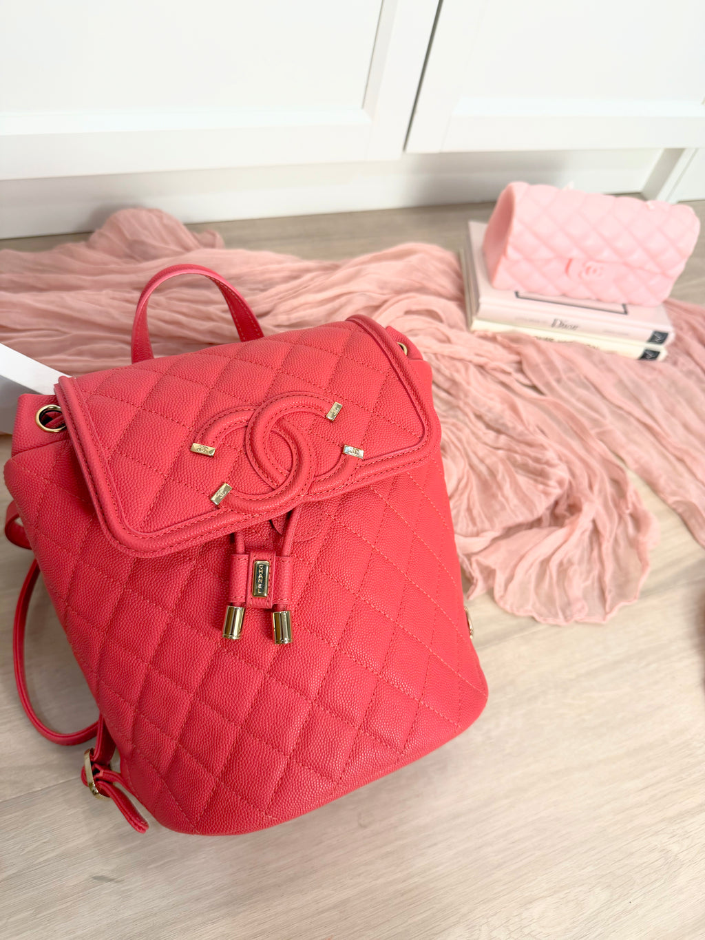 Chanel Filigree Coral Backpack