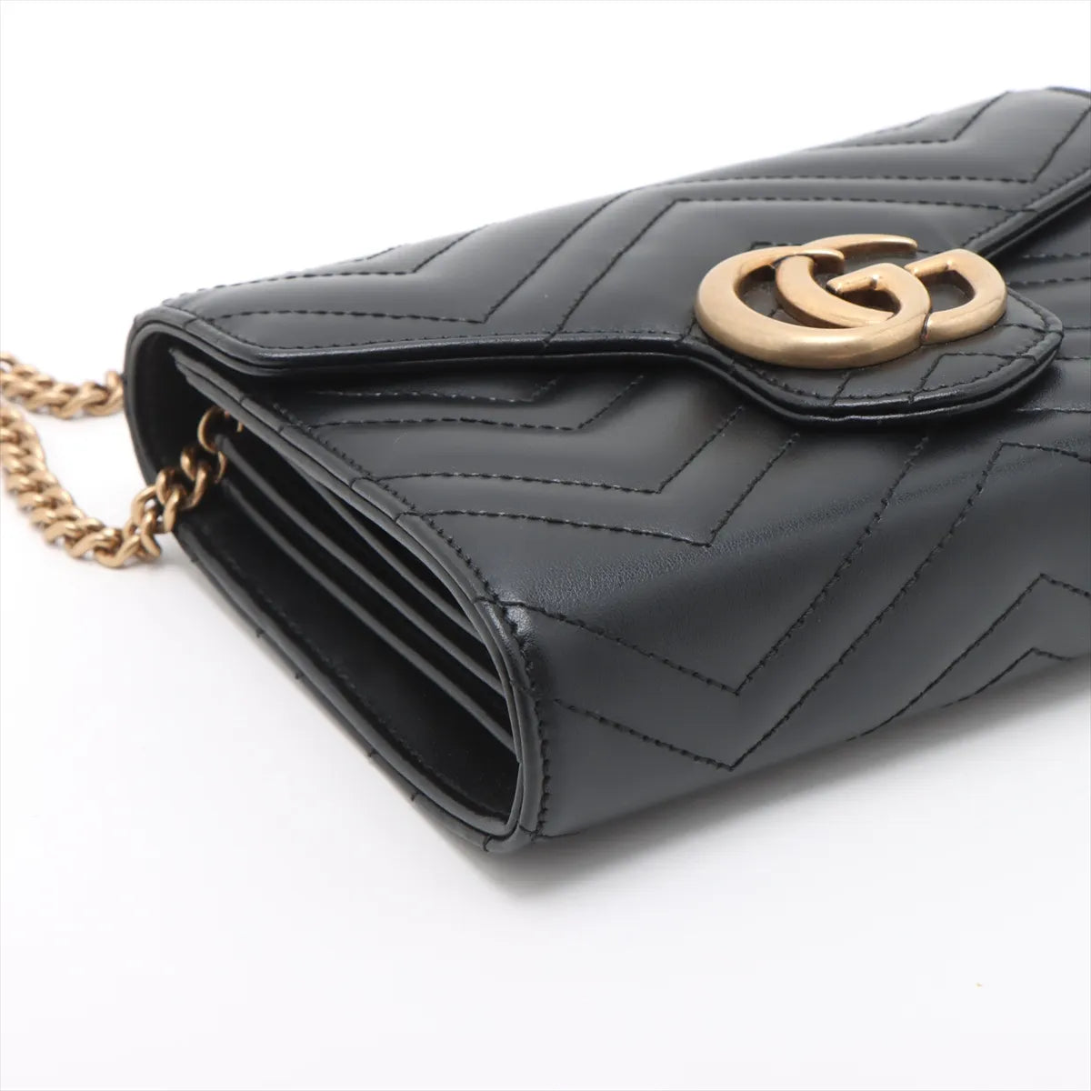 Gucci GG Marmont Leather Chain Wallet Black