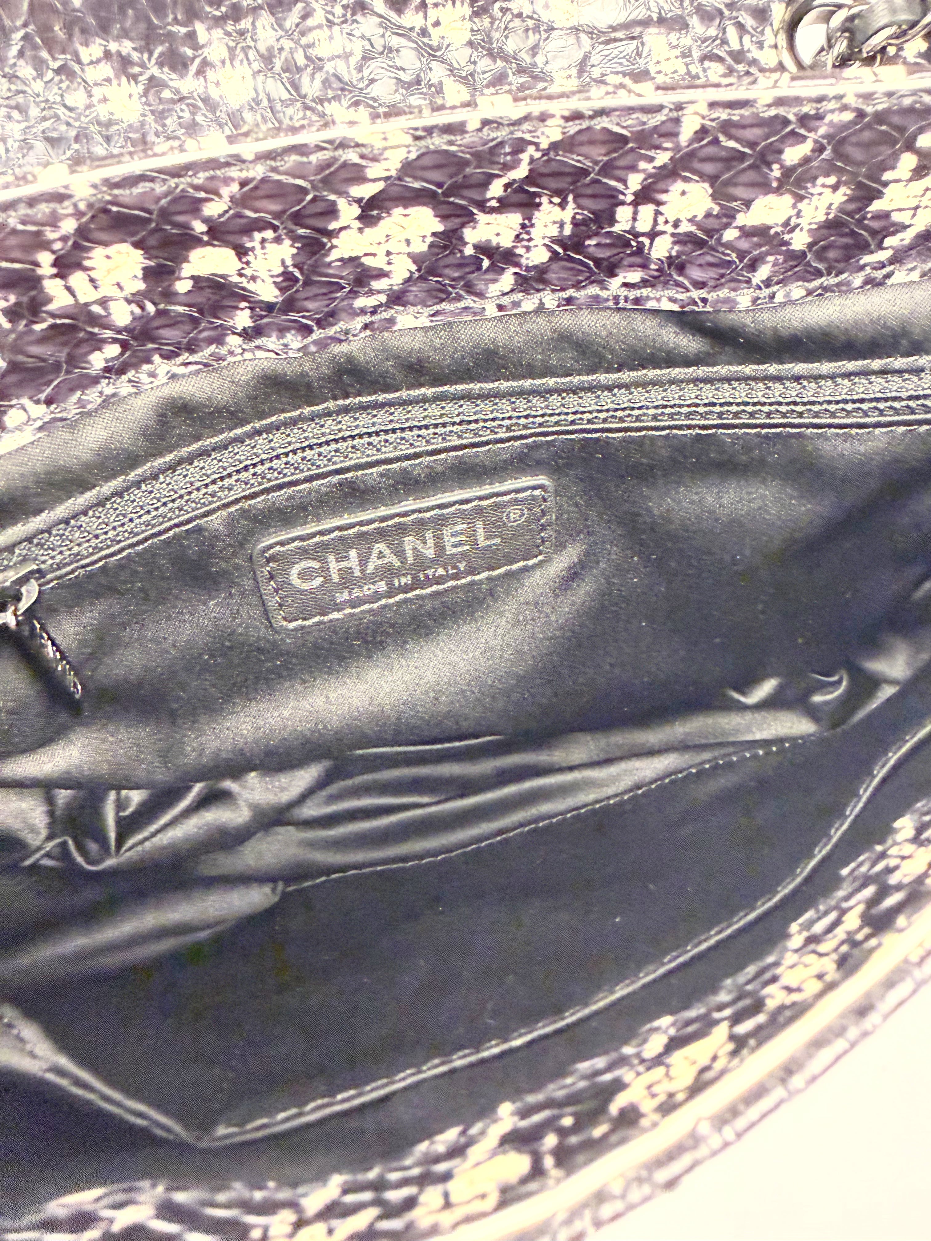 Chanel Houndstooth Python Black White Flap
