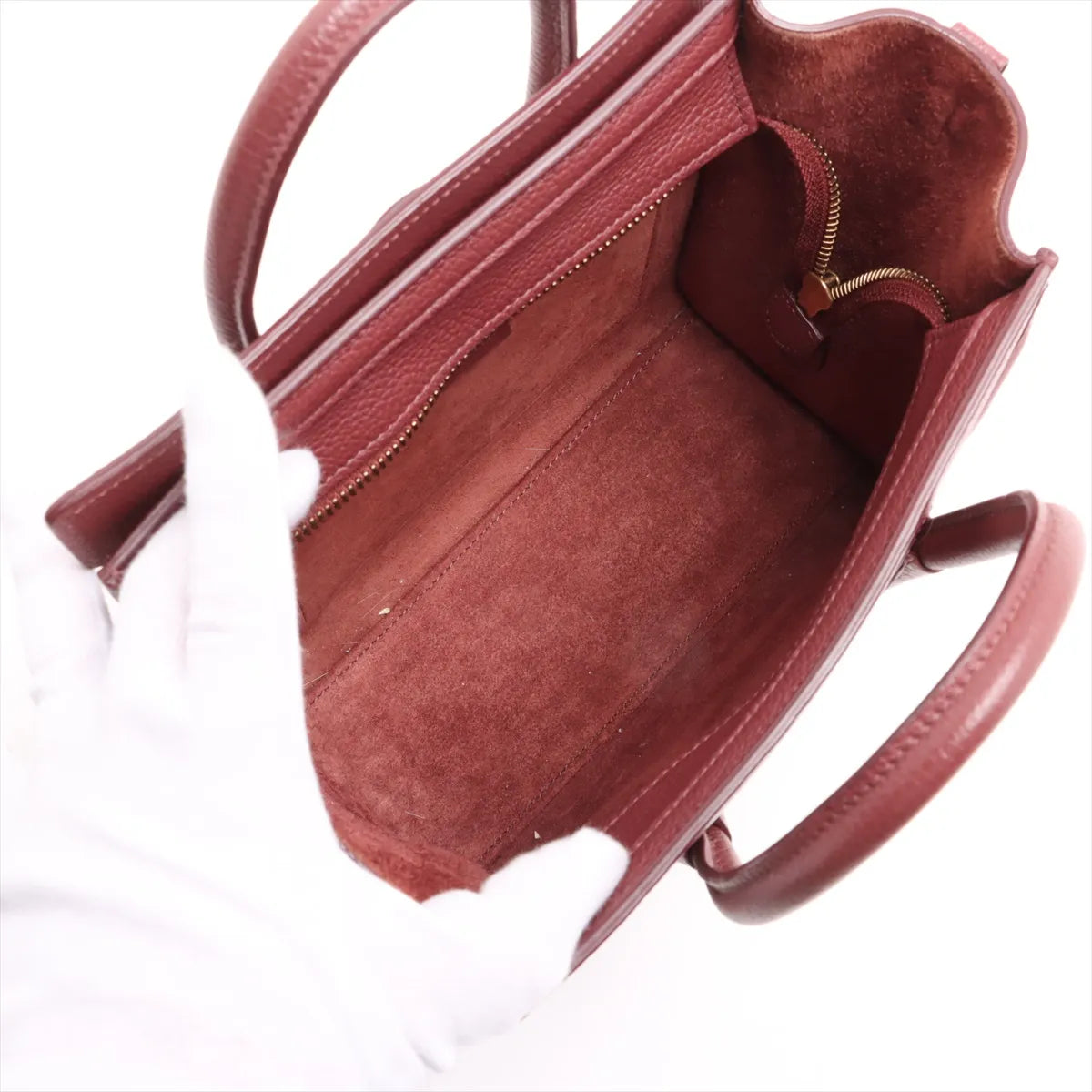 Celine Nano Luggage Shopper Bordeaux