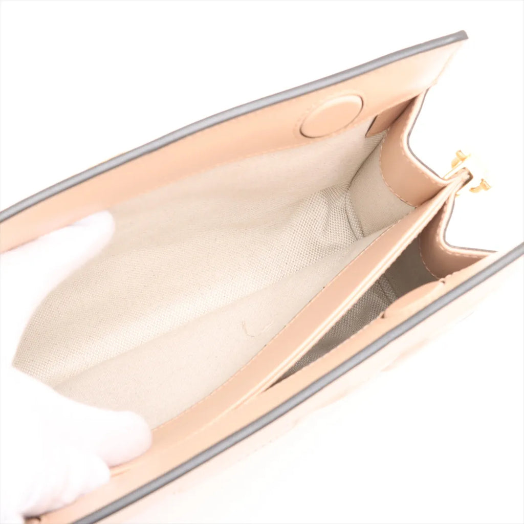 Gucci Guccissima Leather Chain Shoulder Bag Pink Beige