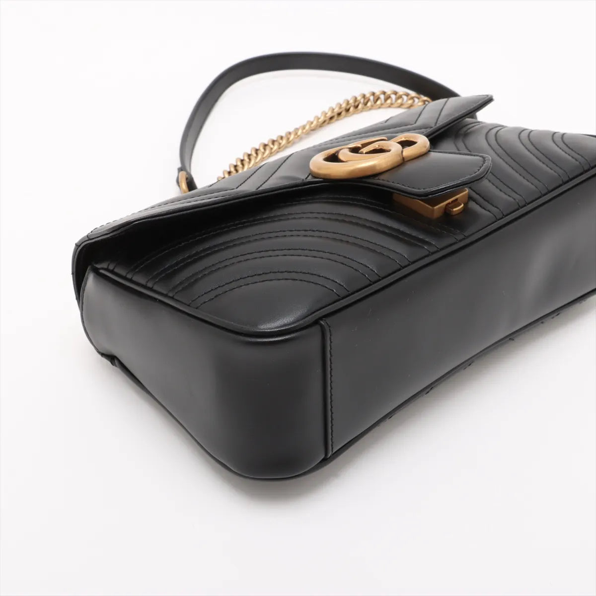 Gucci GG Marmont Leather Chain Shoulder Bag Black