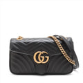 Gucci GG Marmont Leather Chain Shoulder Bag Black