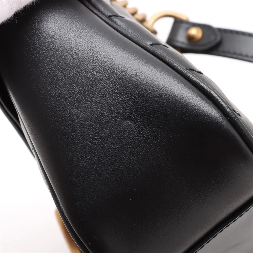 Gucci GG Marmont Leather Chain Shoulder Bag Black